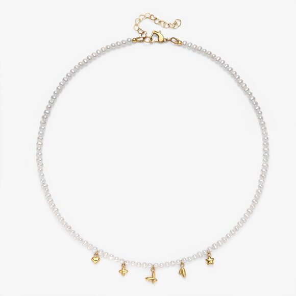 Olivia Fresh Water Pearl Necklace With Charms - Picture 1 of 1